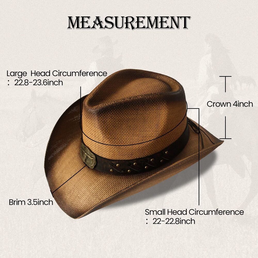 2533 Cowboy Hat,cowgirl Hat,cowboy Hats For Women/mens/straw Wide - Picture 2 of 7